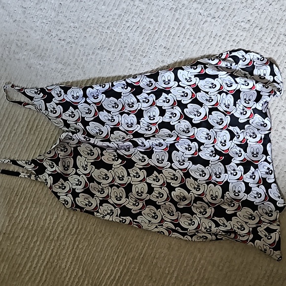 Vintage 90s NWT Walt Disney World Mickey Print Silk Chemise/ Slip - Picture 2 of 3